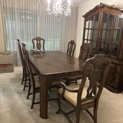 Antique Dinning Table & Cabinet 