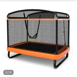 6 Feet Kids Entertaining Trampoline with Swing Safety 