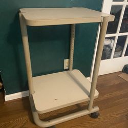 Multi-use Beige rolling cart desk