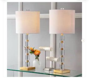 JONATHAN Y Claire 28.5 in. Crystal Table Lamp, Clear/Brass (Set of 2) - New