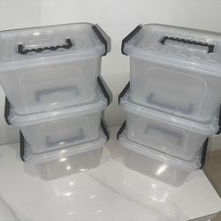 6 Transparent Plastic Stackable Storage Boxes with Locks, Featuring Locks And Lids