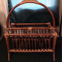 Vintage Rattan Magazine Rack