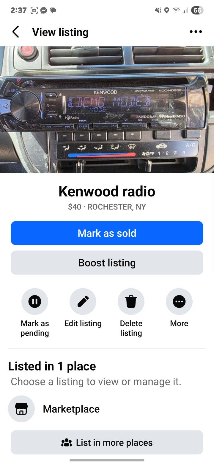 Kenwood Singel Din Radio