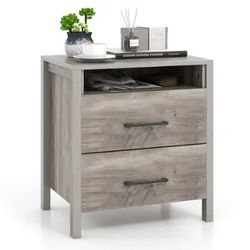 Costway - Nightstand with 2 Drawers 