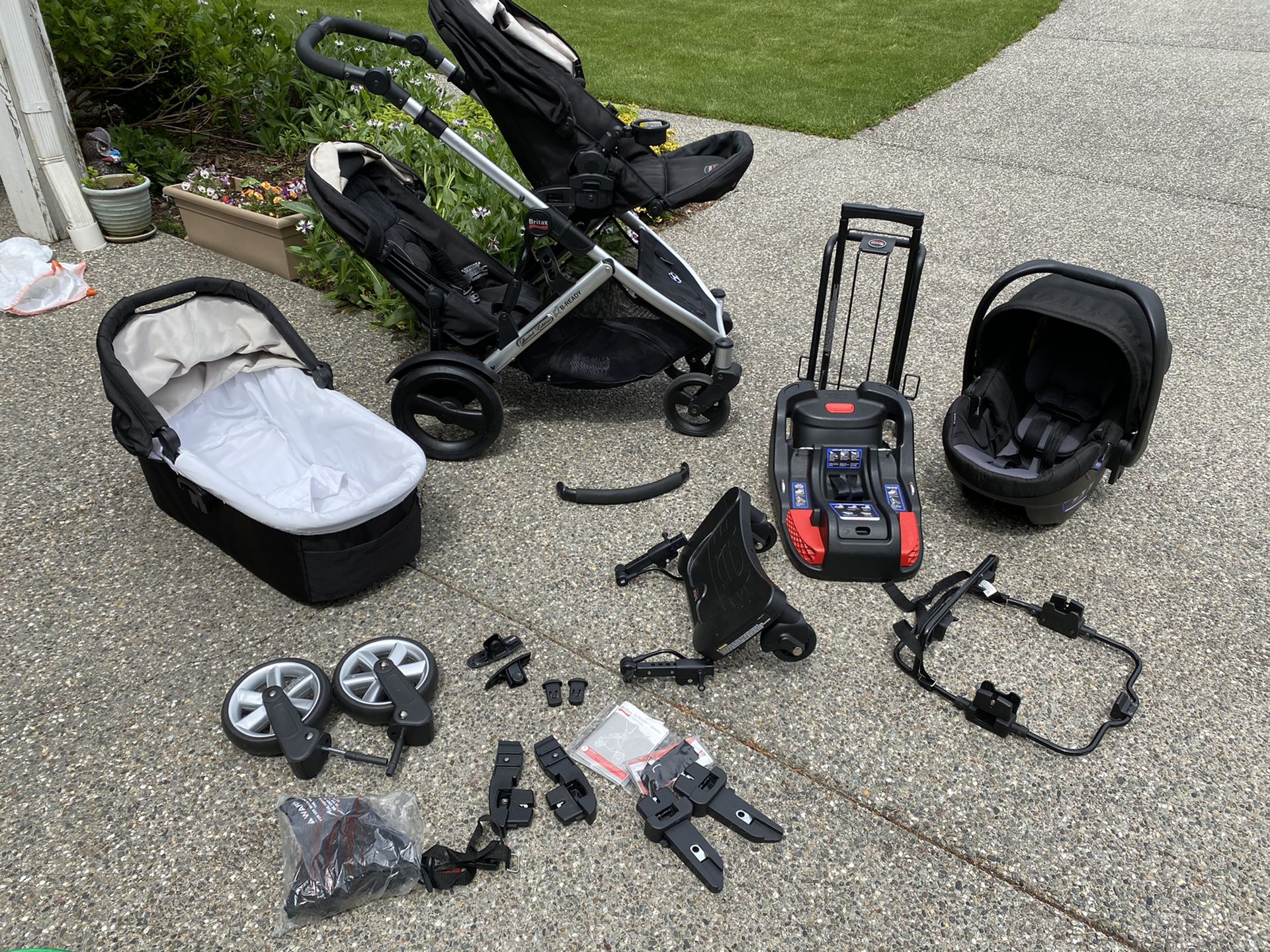 Britax double stroller and infant car seat