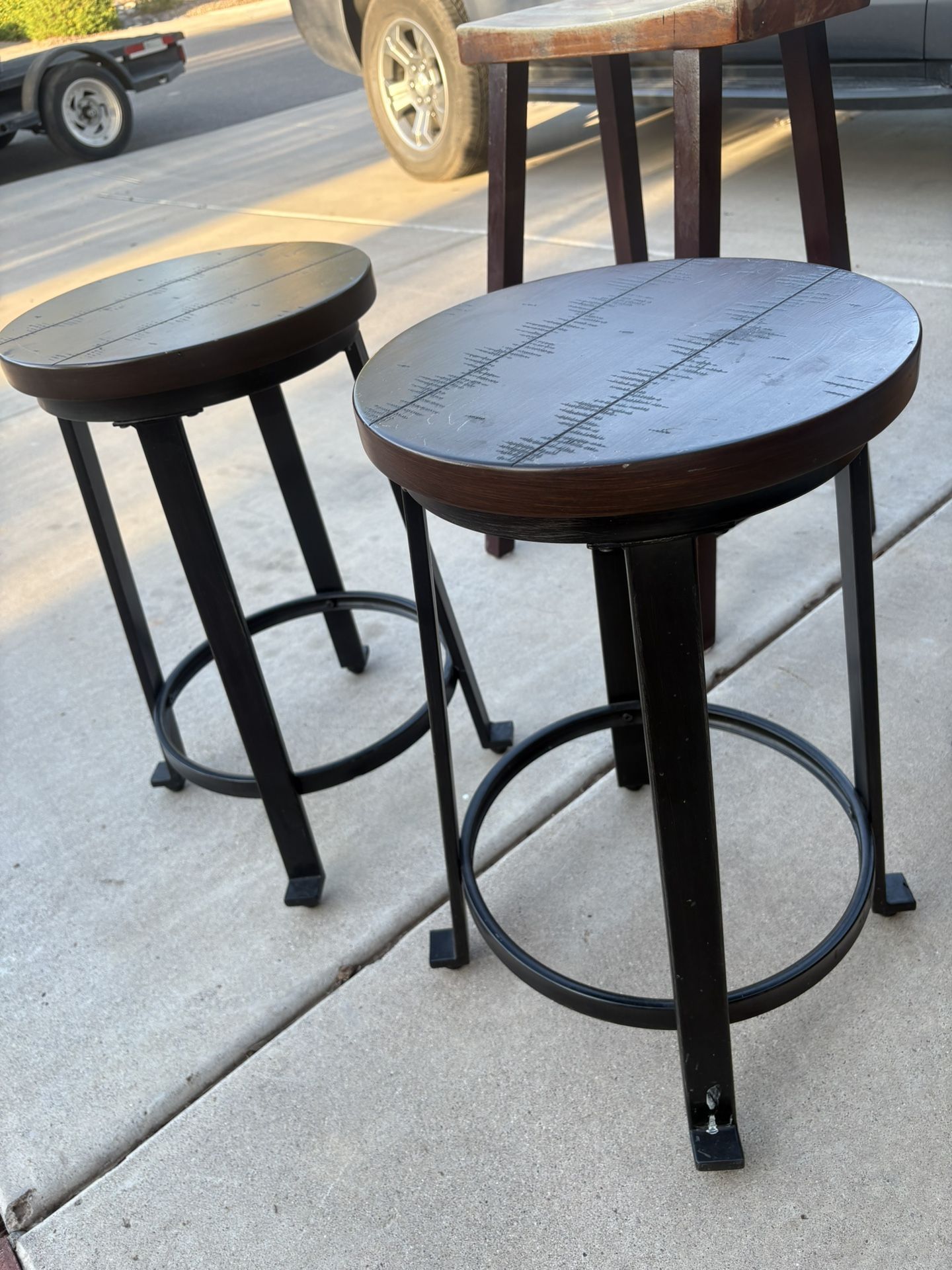 Wood and Iron High Stools