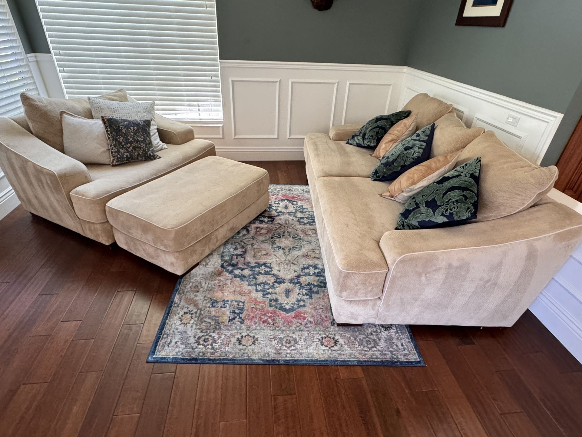 3-Piece Sofa Sleeper Set – Loveseat, Oversized Chair & Ottoman – Plush & Neutral