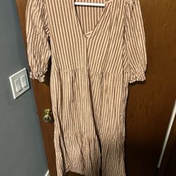 Peach and Brown Striped Nightgown