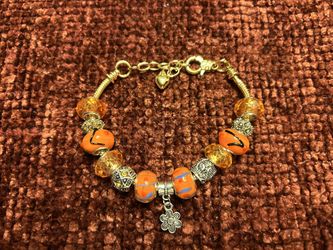 Orange Small Flower Charm Bracelet