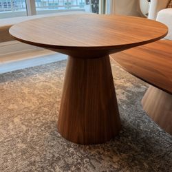 Modloft Walnut Round Side Table – Pedestal Base