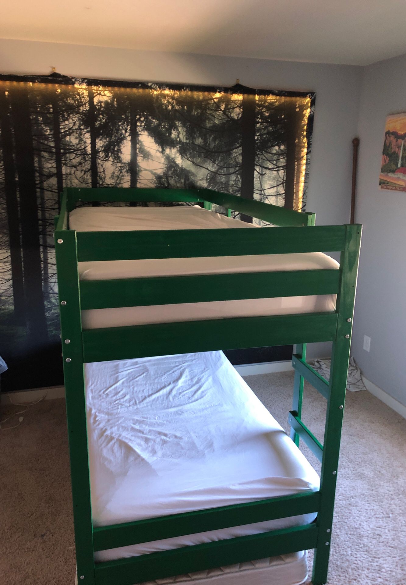 John Deere green wood bunk bed