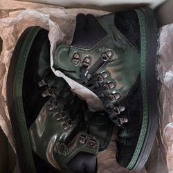 Gucci Men's Green Leather Suede Contrast High-top Sneaker
