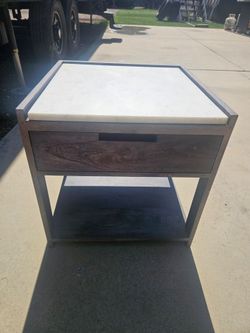Modern Nightstand with Marble Top and Drawer