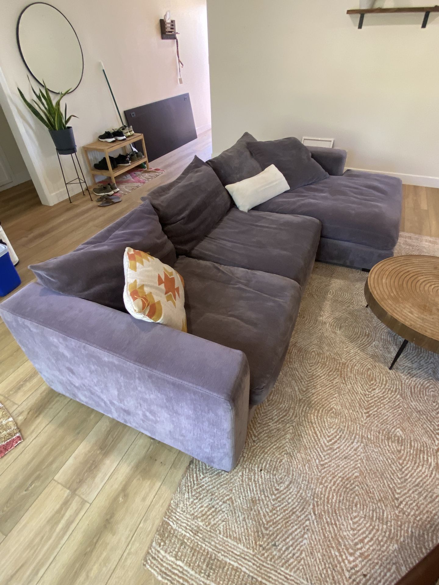 Modern Low-Profile Grey Sectional Couch – 115” Wide, Great Condition