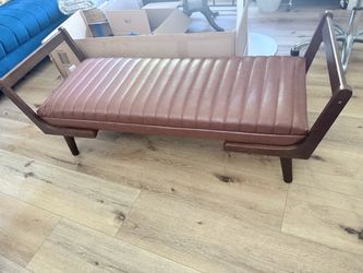 Mid-Century Modern Leather Bench