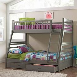 **SALE**Twin over Full Bunk Bed with 2 Storage Drawers! Lowest Prices Ever!