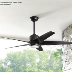 Ceiling Fan 54 in. Matte Black Indoor/Outdoor with light Changing Integrated LED and Remote Control