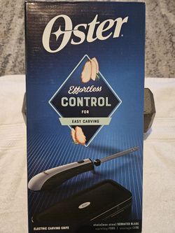 OSTER ELECTRIC CARVING KNIFE AND FORK WITH CARRY CASE