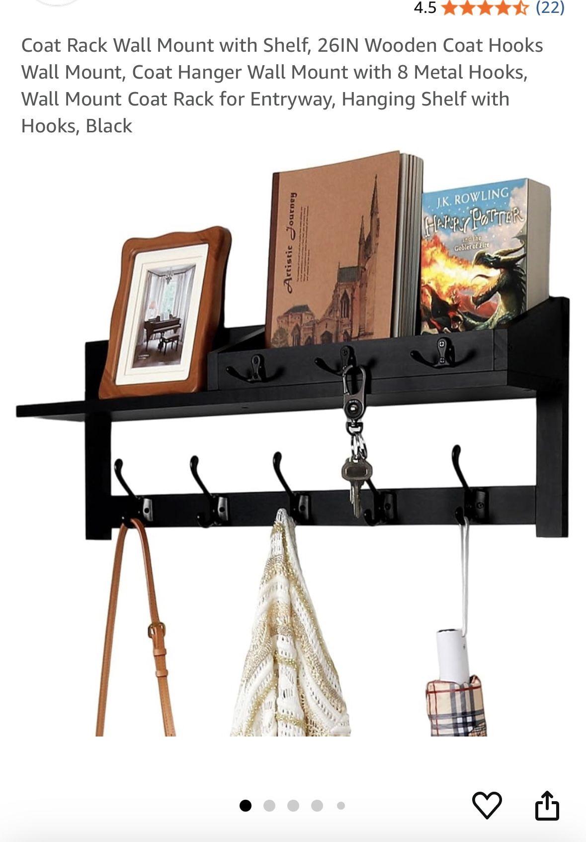 Wall Shelf Coat Hanger/Rack for Entryway