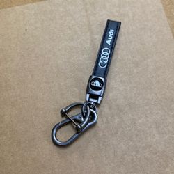Audi Black Leather Keychain Key Ring 