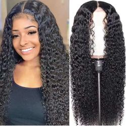 Deep Wave Lace Front Wigs Human Hair  Brazilian Curly Virgin Hair Lace Frontal Wig Natural Color 26 Inch