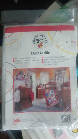 Vintage Mickey Mouse Co Crib Dust Ruffle