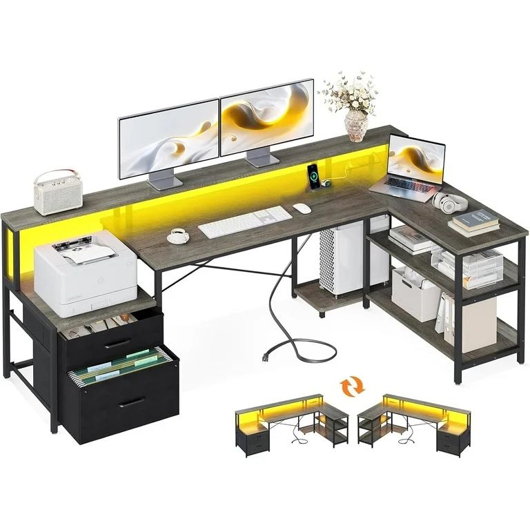 Gray 75 Inch L Shape Desk