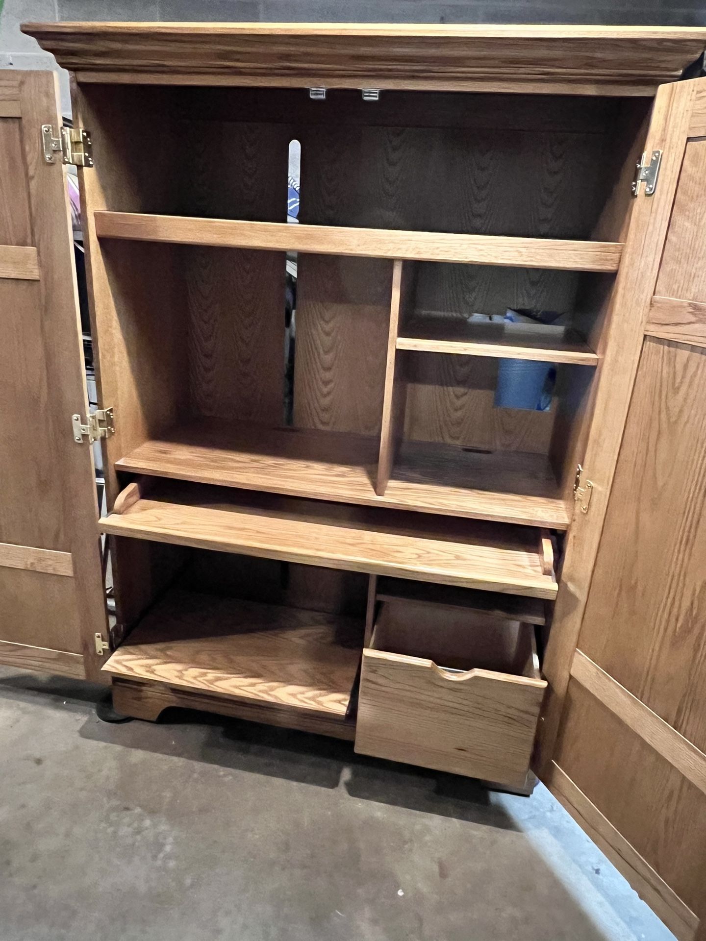 Large Oak Computer armoire