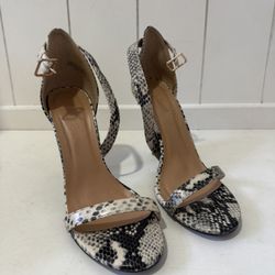 Black And White Print Leather Heels