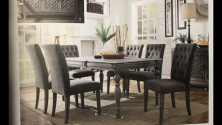 Gray oak finish dining W/6 chairs