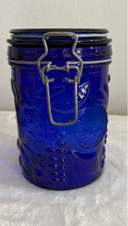 Cobalt Blue Glass Canister with Clamp Lid