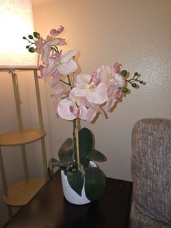 Pretty Silk Orchid In Ceramic Pot