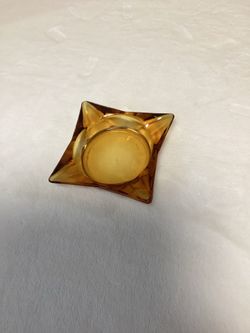 Vintage -Square Amber Glass Ashtray/Trinket Dish