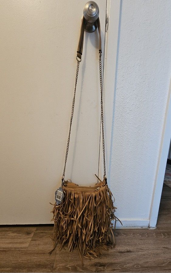 Yoki Leather Fringe Boho Crossbody