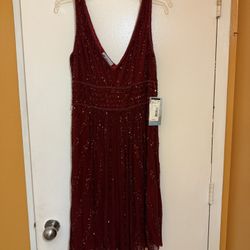 D’Albiert Women Dress - Knee Length (Wine Color)