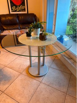 Glass Dining Room Table with Lazy Susan