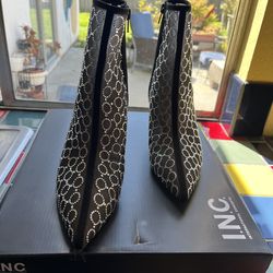 Black Mesh and Rhinestone Boots