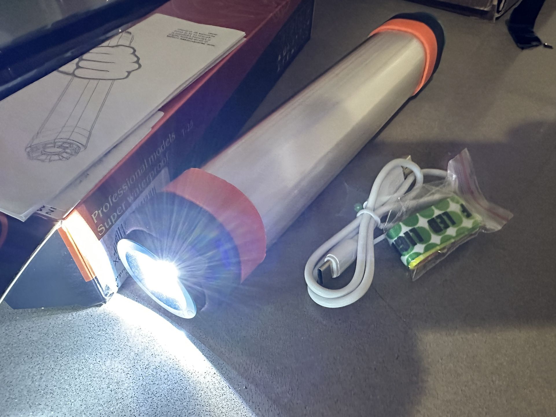 TRONLEE Rechargeable Flashlight IP68 Waterproof Magnetic Flashlight with Portable Charger and Glass Breaker 9 inch Multi Function Car Flashlight for E