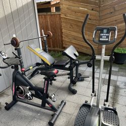 Elliptical, Exercise Machine And Bench Press 