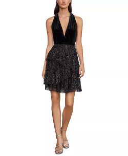 NWOT BCBGMAXAZRIA Velvet & Pleated Tulle Dress Size Small