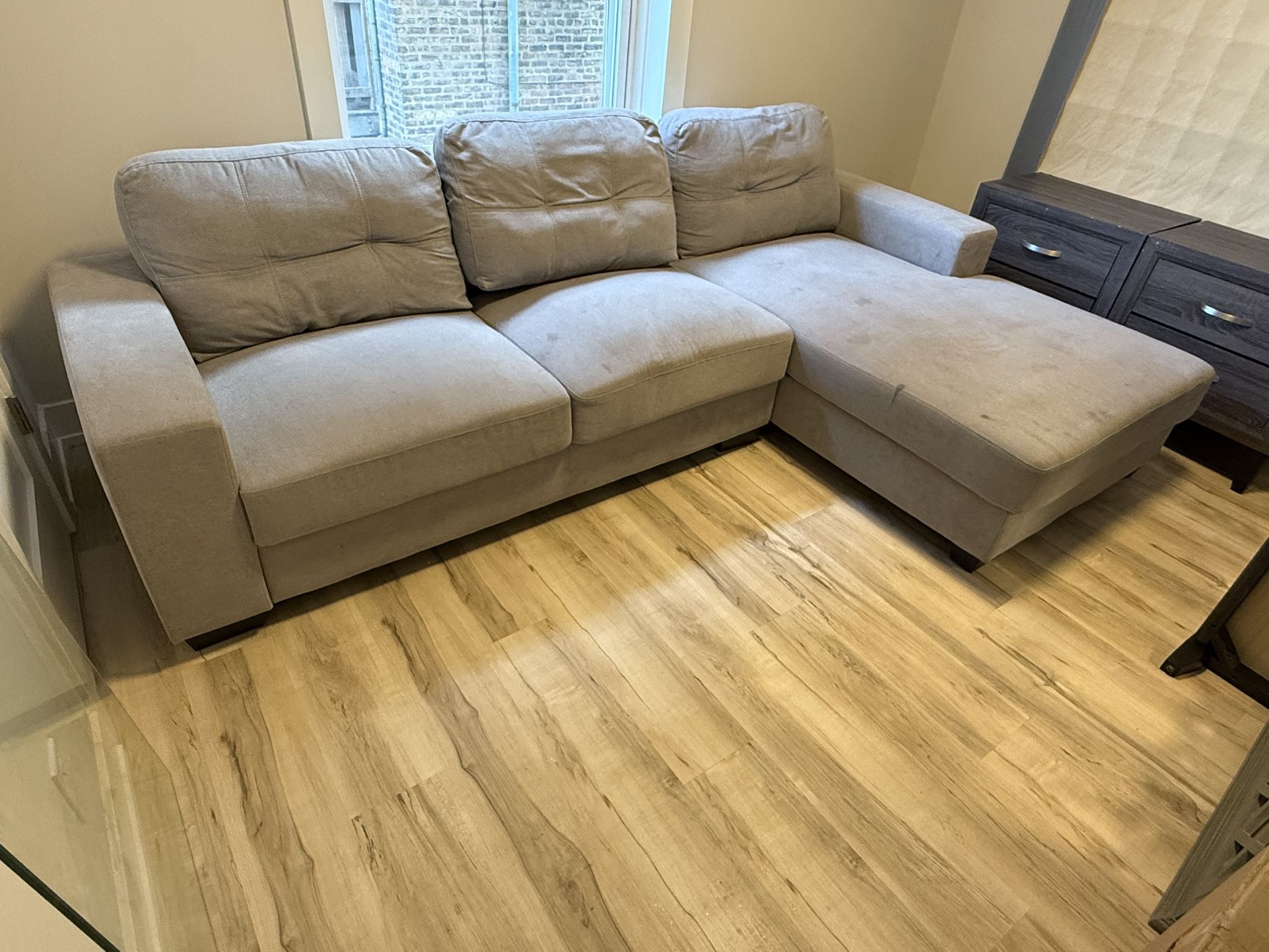 Sectional Grey 3 Seat Sofa With Chaise