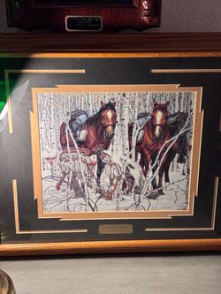 Set of 2 Bev Doolittle Framed Native American Horse Prints – Two Indian Horses