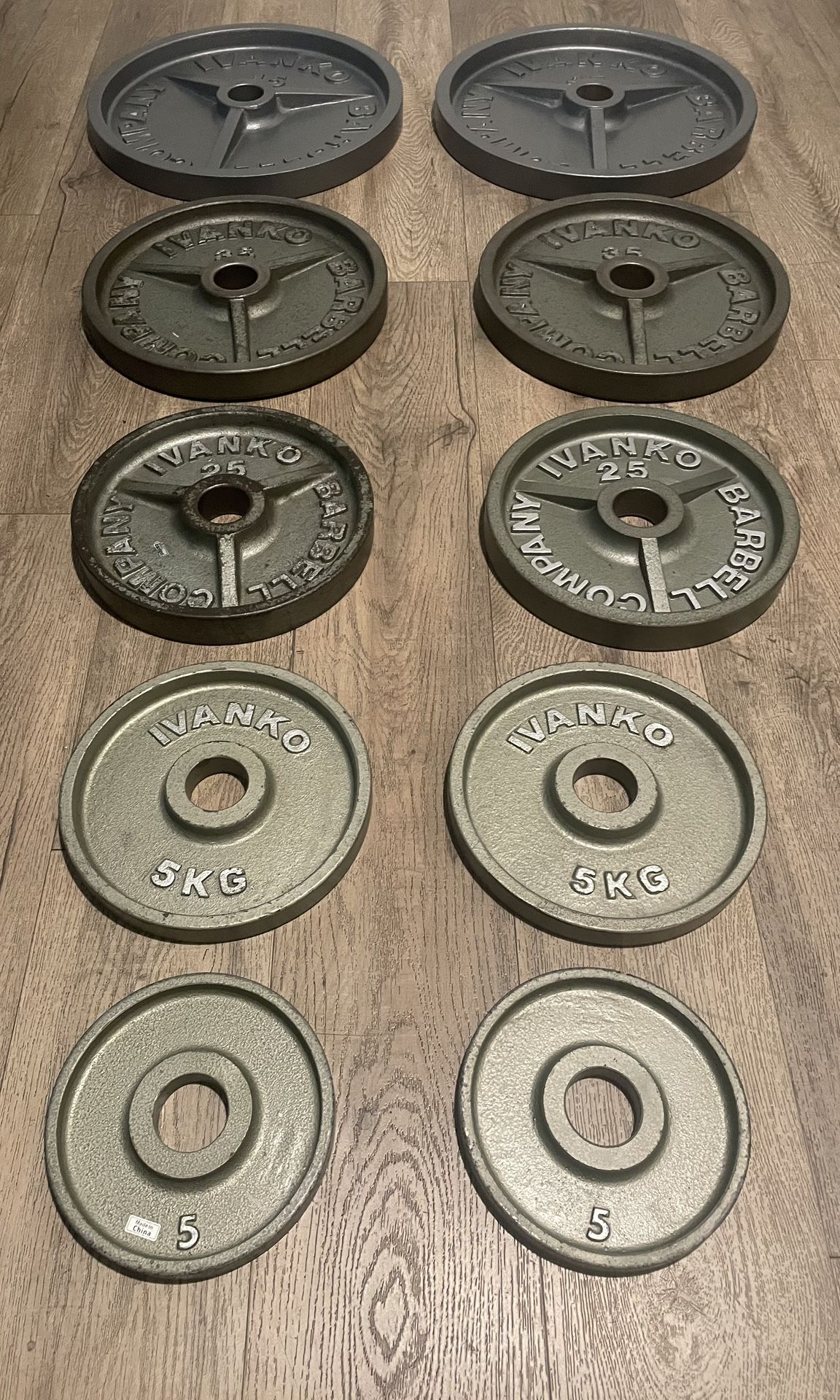 IVANKO FULL SET [Classic Olympic “M” Series] Of Weight Plates; Total: 242 lb