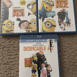 Despicable Me 1,2 & 3 New Blue Ray DVDs 