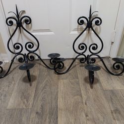 Antique 3 Candlenut Capacity Iron Candelabras