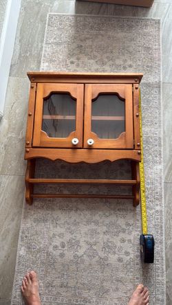 Wooden Wall Cabinet with Glass Doors