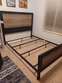 Queen bed frame and 2 nightstands