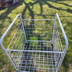 Big White Wire Basket With Four Wheels
