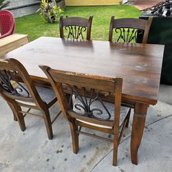 Wood dining table with 4 chairs