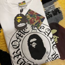 Small Chrome Hearts X Bape Tee White 